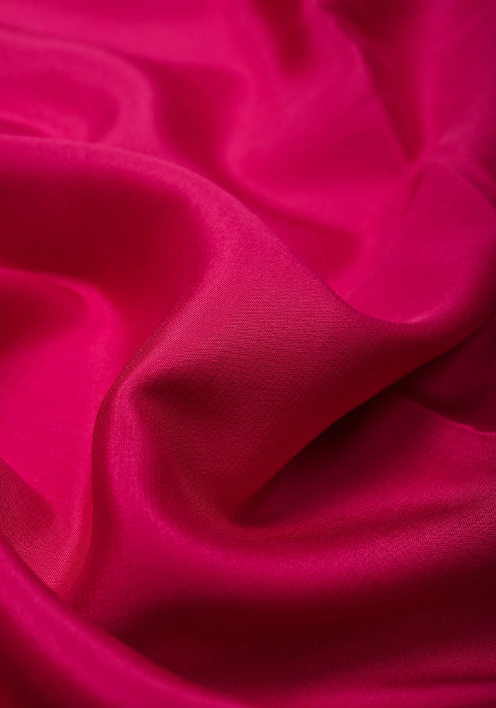 Dark Pink Pure Mysore Silk Saree with Zari borders in Ksic Grade thickness | SILK MARK CERTIFIED