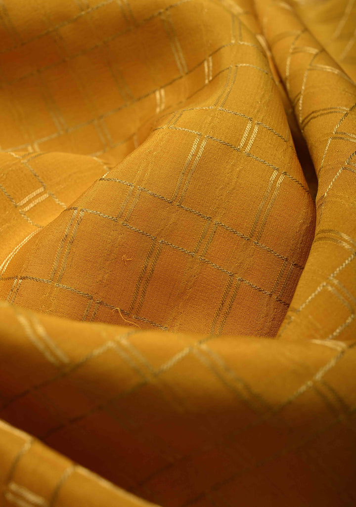 Mustard Yellow Mysore Silk Saree with Zari Checks and Zari Border in KSIC Grade Thickness | SILK MARK CERTIFIED