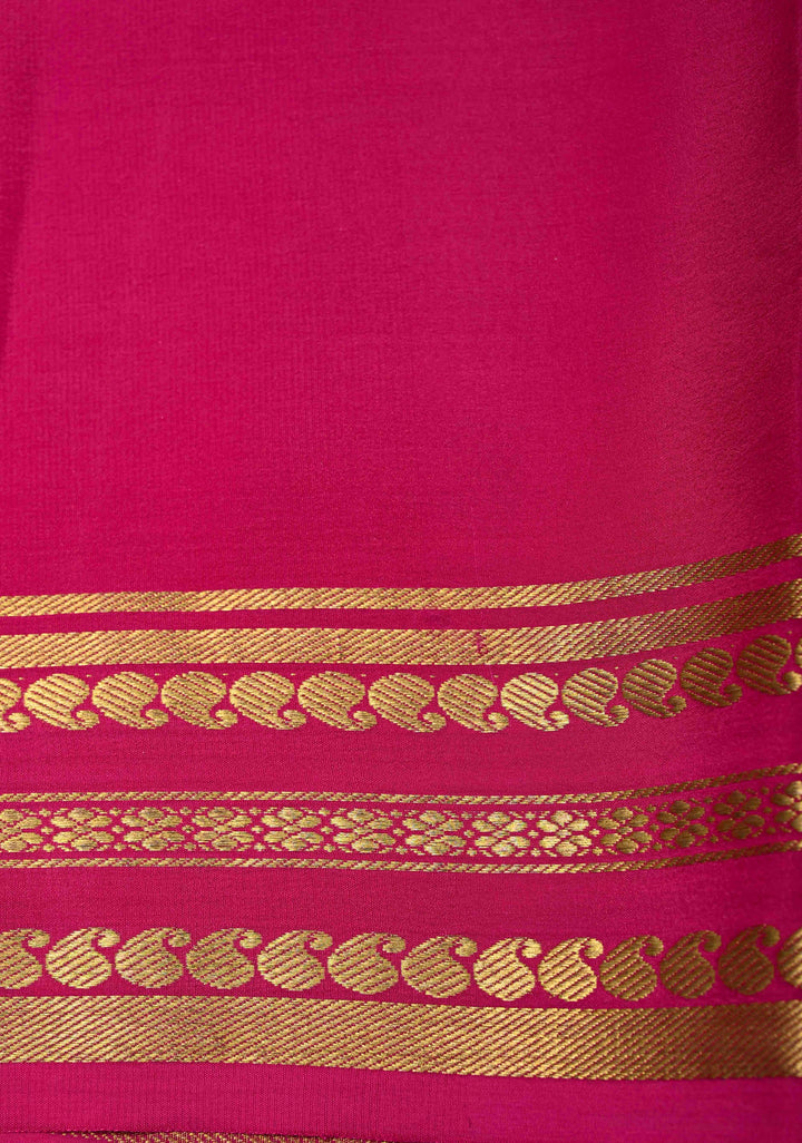 Purple Pure Mysore Silk Saree with Zari borders in Ksic Grade thickness | SILK MARK CERTIFIED