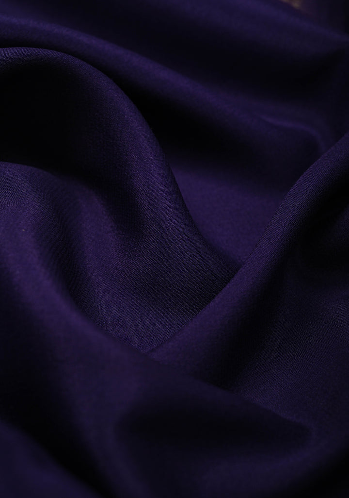 Purple Pure Mysore Silk Saree with Zari borders in Ksic Grade thickness | SILK MARK CERTIFIED