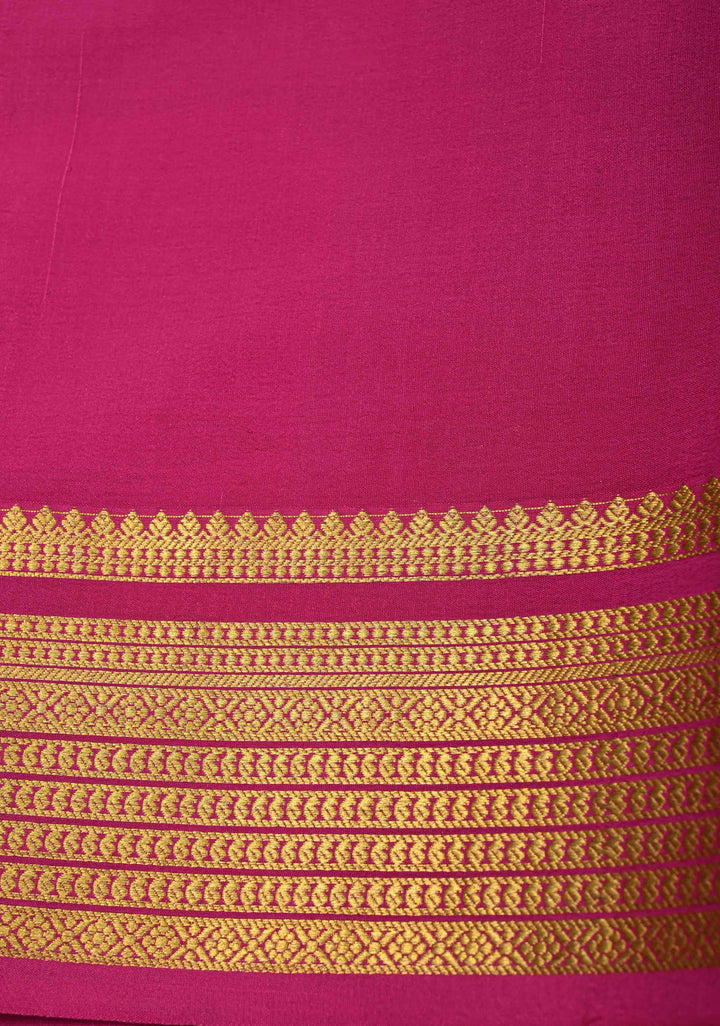 Purple Mysore Silk Saree with Zari borders in Ksic Grade thickness | SILK MARK CERTIFIED