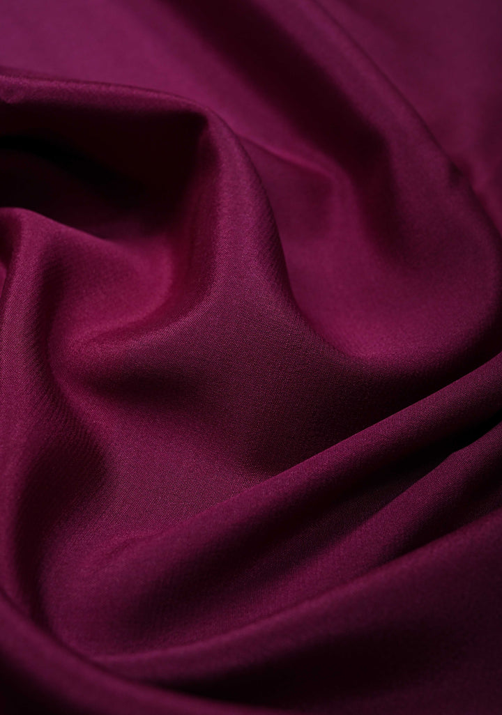 Plum Mysore Silk Saree with Contrast Zari Borders in KSIC Grade Thickness | SILK MARK CERTIFIED