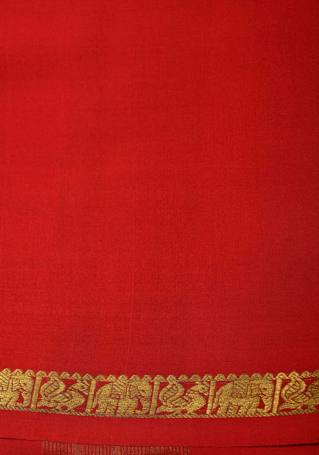 Blood Red Mysore Silk Saree with Minimal Zari Borders in KSIC Grade Thickness | SILK MARK CERTIFIED