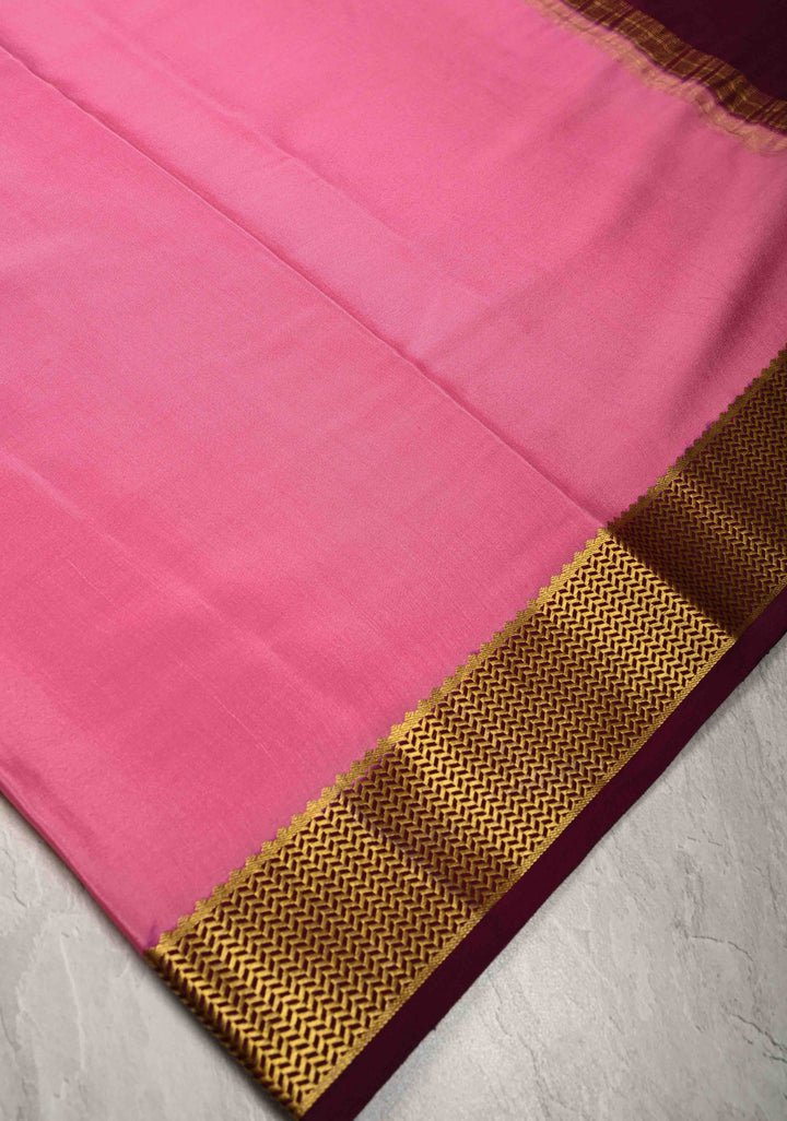 RoseMilk Mysore Silk Saree with Contrast Zari Borders in KSIC Grade Thickness | SILK MARK CERTIFIED