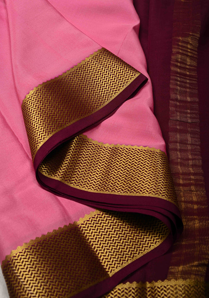 RoseMilk Mysore Silk Saree with Contrast Zari Borders in KSIC Grade Thickness | SILK MARK CERTIFIED