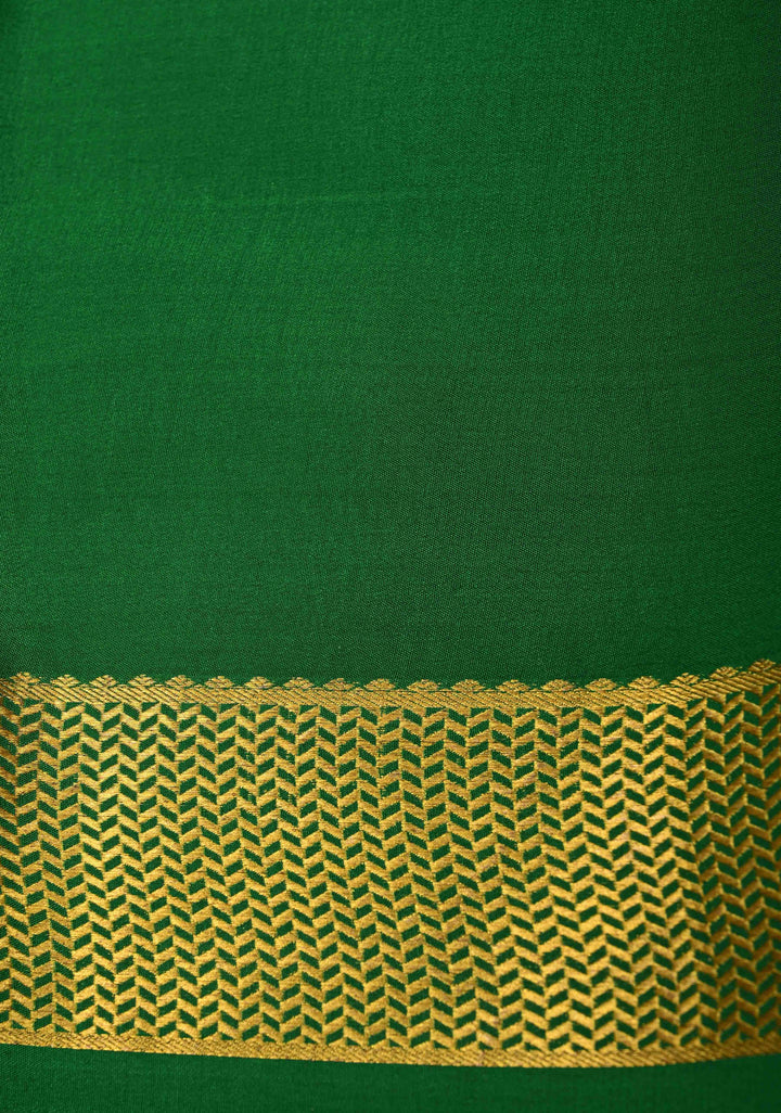 Fuchsia Mysore Silk Saree with Contrast Zari Borders in KSIC Grade Thickness | SILK MARK CERTIFIED