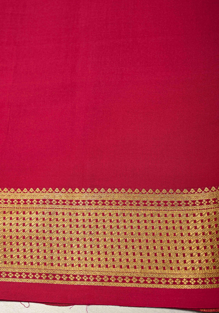 Yellow Mysore Silk Saree with Contrast Zari Borders in KSIC Grade Thickness | SILK MARK CERTIFIED