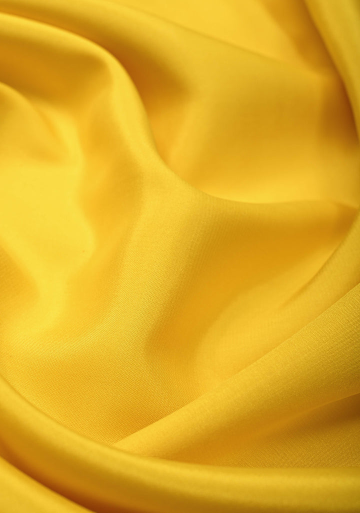 Yellow Mysore Silk Saree with Contrast Zari Borders in KSIC Grade Thickness | SILK MARK CERTIFIED