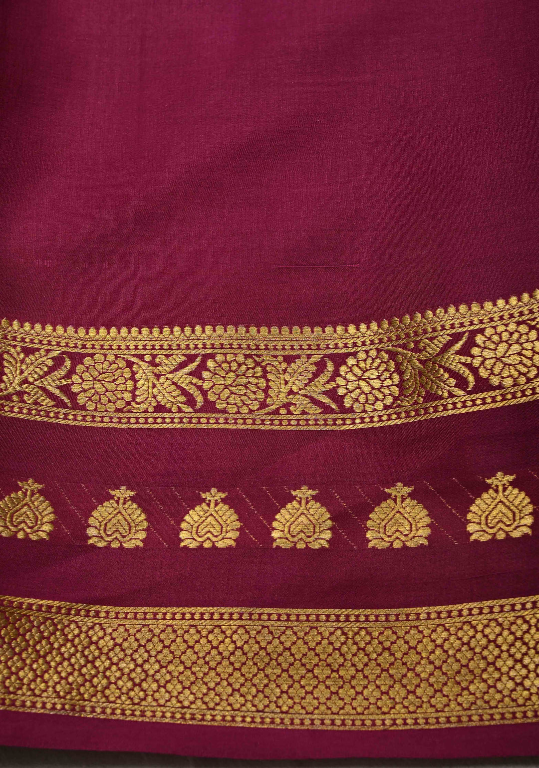 Dark Fern Podi-Kattam Zari Checks on Pure Mysore Silk Saree with Floral Buttas and Contrast Zari Border in KSIC Grade Thickness | SILK MARK CERTIFIED