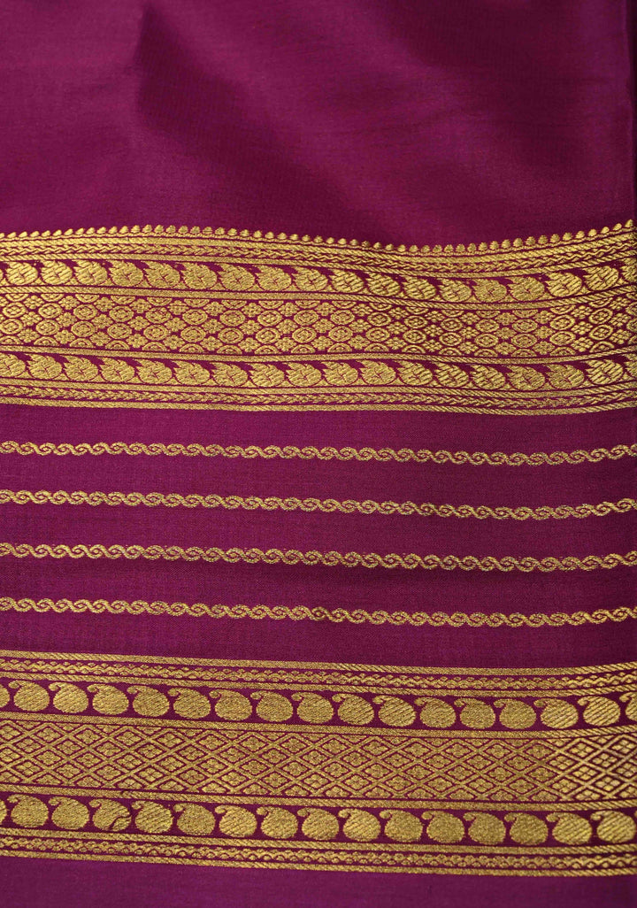 Bright Yellow Mysore Silk Saree with Zari Contrast Pannel Borders in KSIC Grade Thickness | SILK MARK CERTIFIED