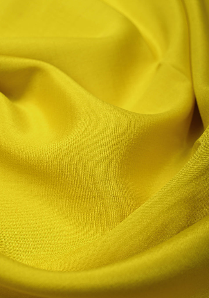 Bright Yellow Mysore Silk Saree with Zari Contrast Pannel Borders in KSIC Grade Thickness | SILK MARK CERTIFIED