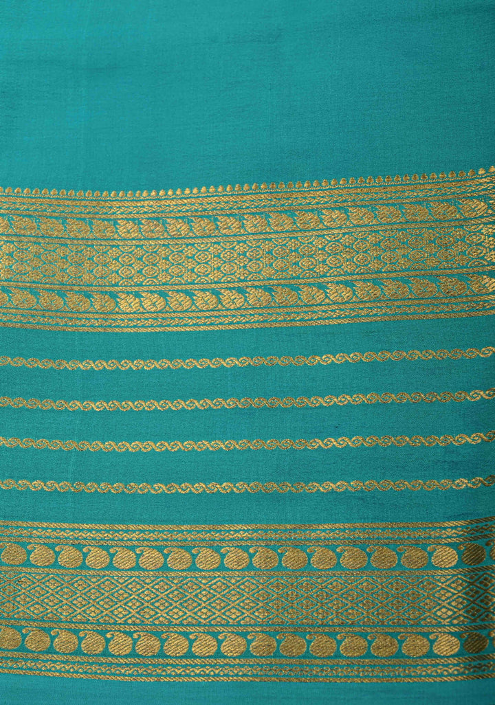 Ink Purple Mysore Silk Saree with Contrast Zari Panel Borders in KSIC Grade Thickness | SILK MARK CERTIFIED