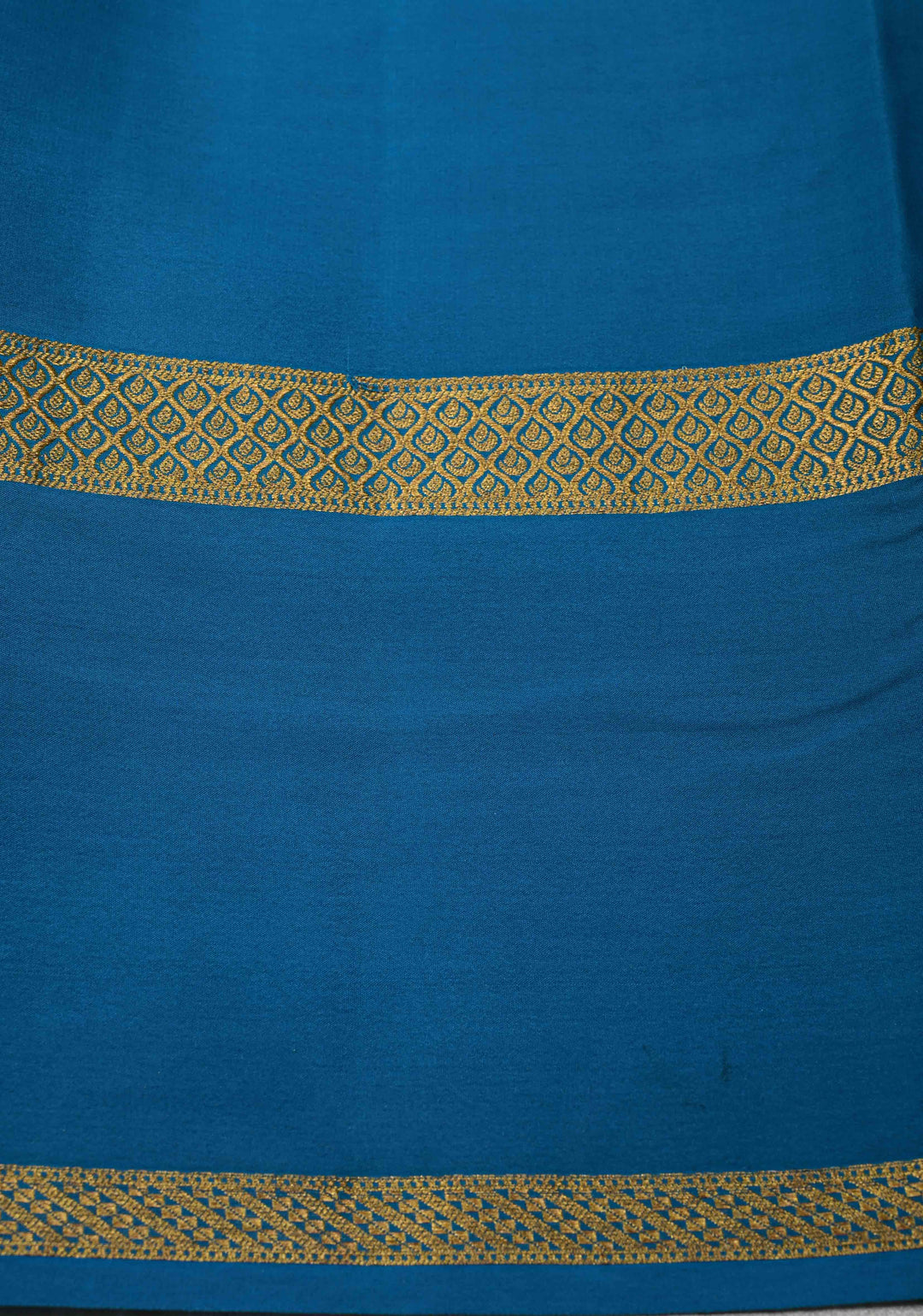 Royal Blue Pure Mysore Silk Saree with Podi-Kattam Zari Checks and Contrast Zari Border in KSIC Grade Thickness | SILK MARK CERTIFIED