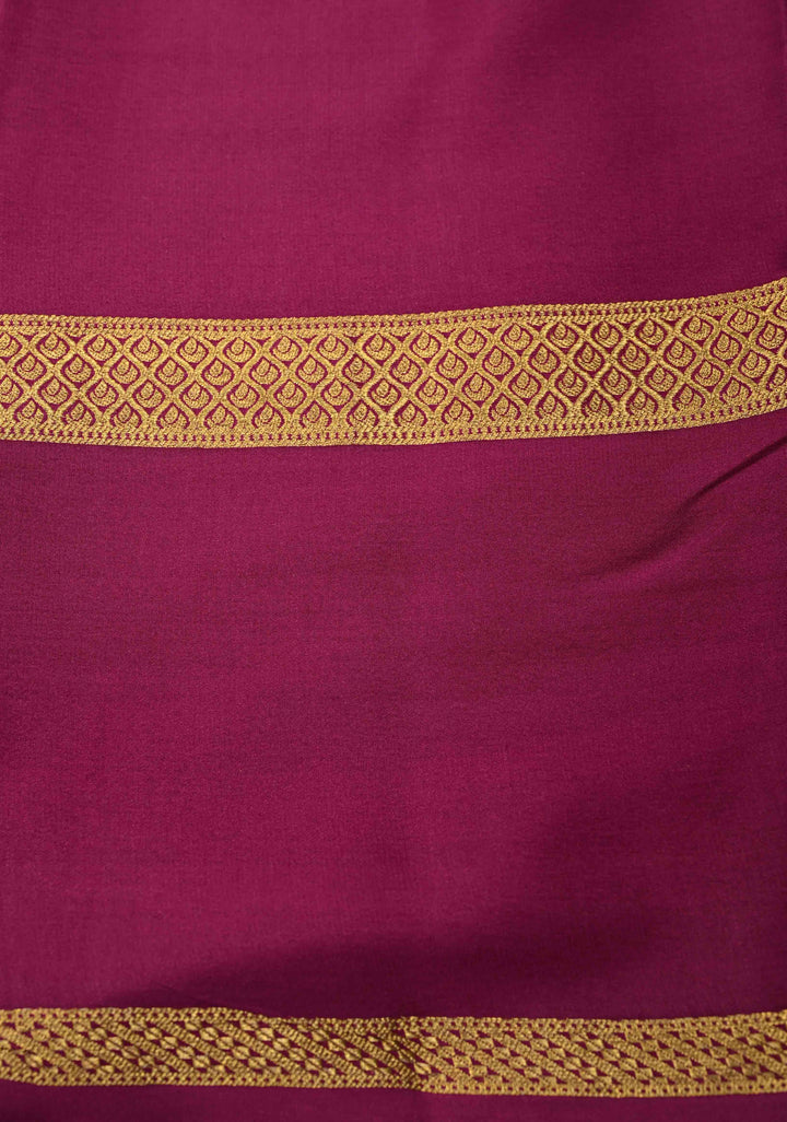Sap Green Pure Mysore Silk Saree with Podi-Kattam Zari Checks and Contrast Zari Border in KSIC Grade Thickness | SILK MARK CERTIFIED