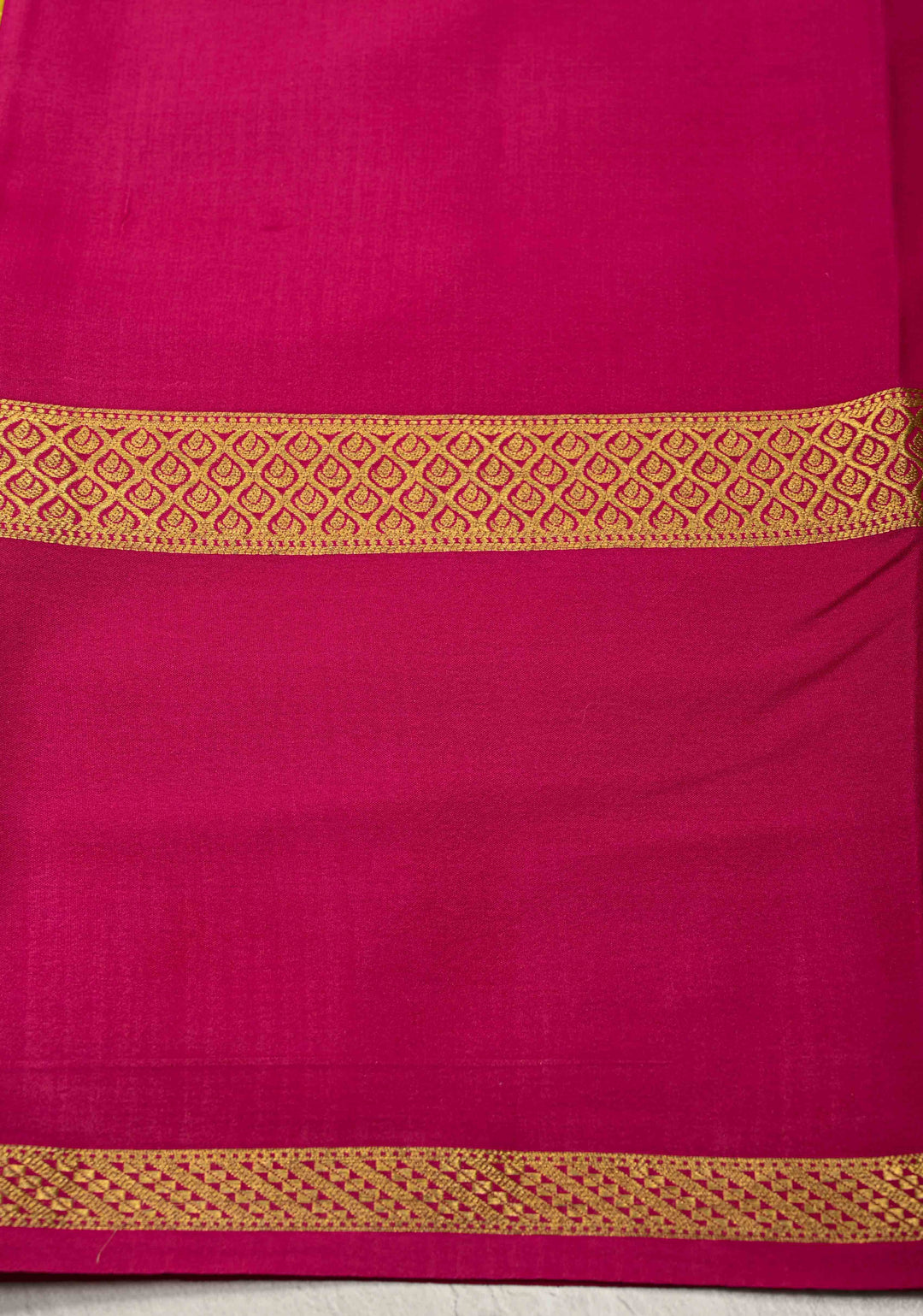 Moss Green Pure Mysore Silk Saree with Podi-Kattam Zari Checks and Contrast Zari Border in KSIC Grade Thickness | SILK MARK CERTIFIED