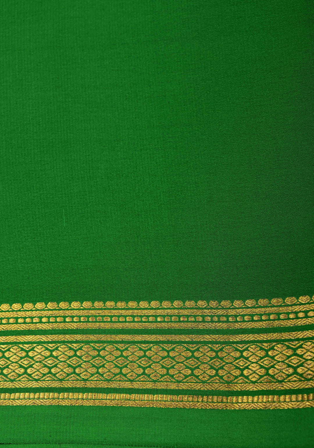 Royal Blue Mysore Silk Saree with Horizontal Zari Stripes and Contrast Zari Borders in KSIC Grade Thickness | SILK MARK CERTIFIED