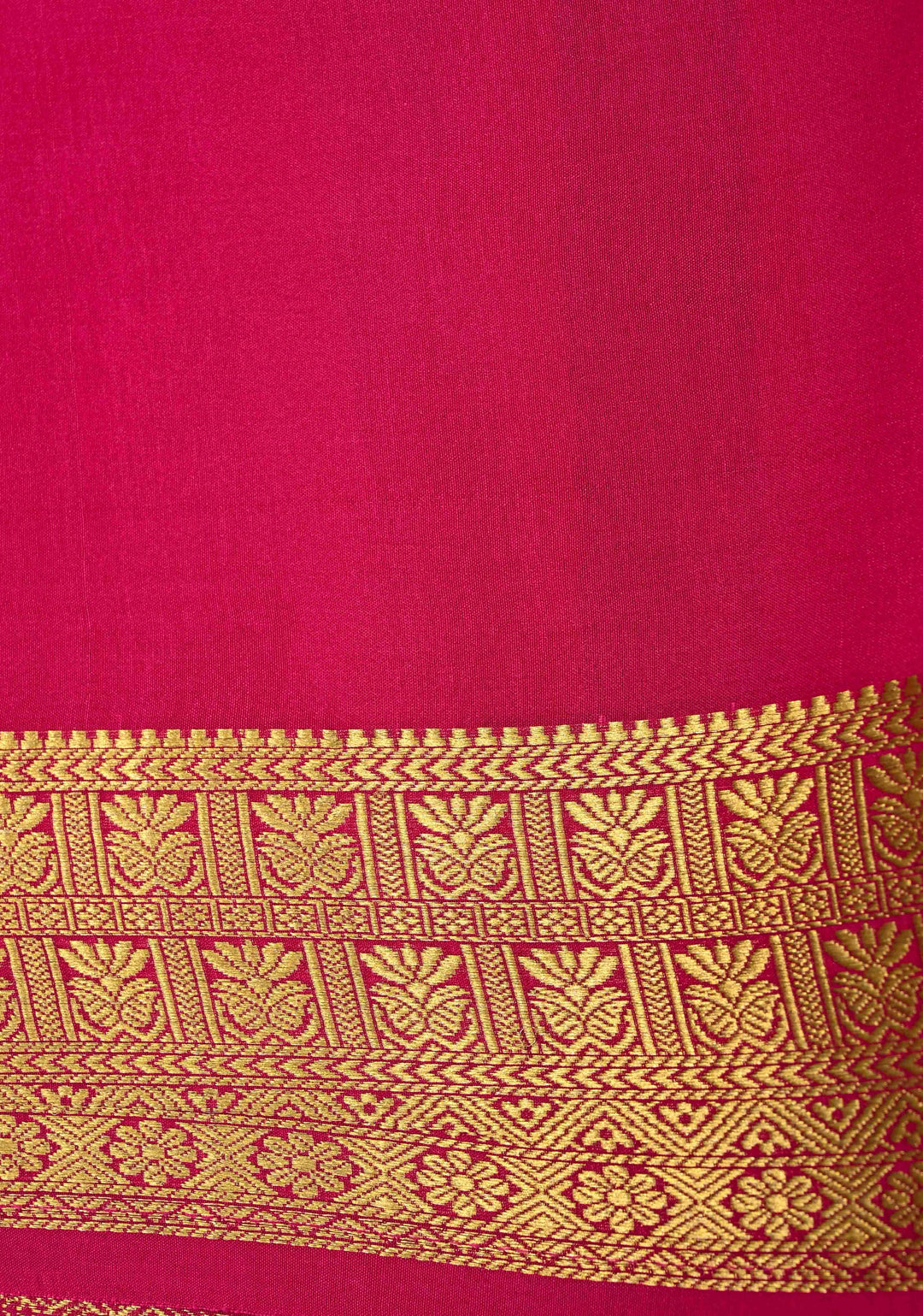 Rani Pink Mysore Silk Saree with Zari Borders in KSIC Grade Thickness | SILK MARK CERTIFIED