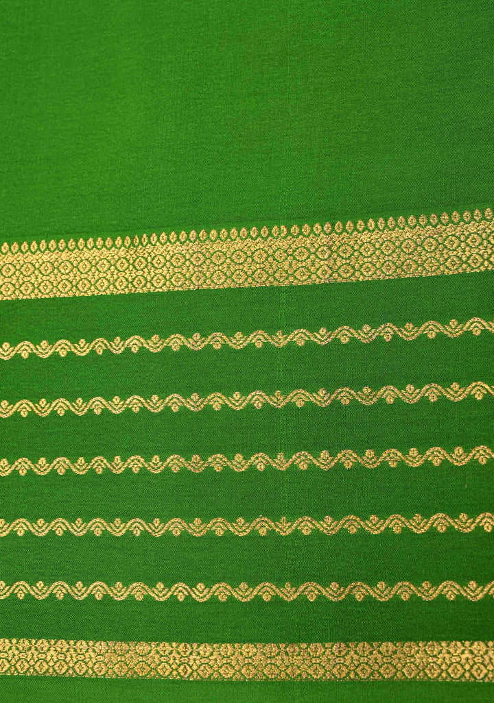 Royal Blue Mysore Silk Saree with Contrast Zari Borders in KSIC Grade Thickness | SILK MARK CERTIFIED