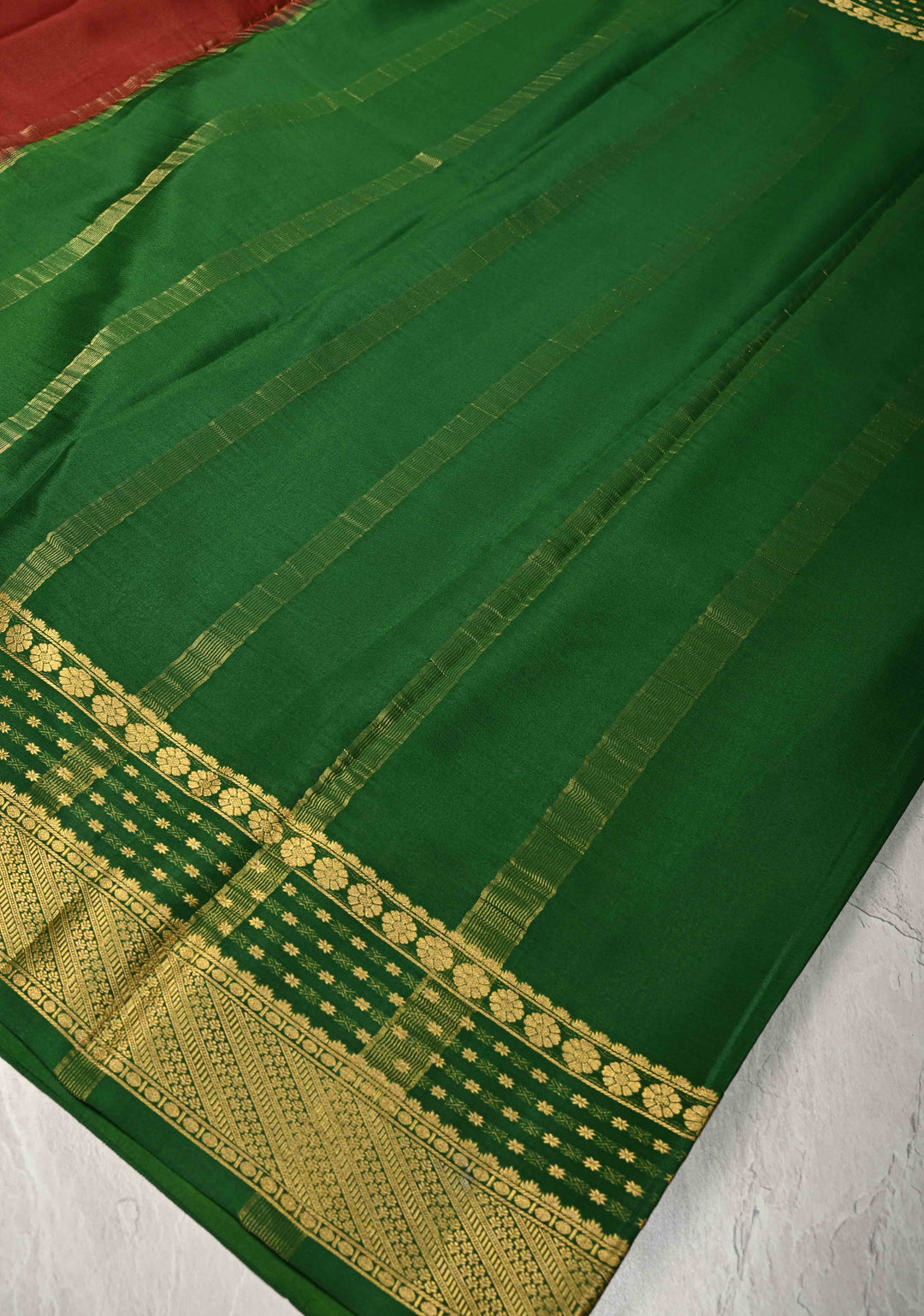 Coffee Brown  Mysore Silk Saree with Contrast Zari Borders in KSIC Grade Thickness | SILK MARK CERTIFIED