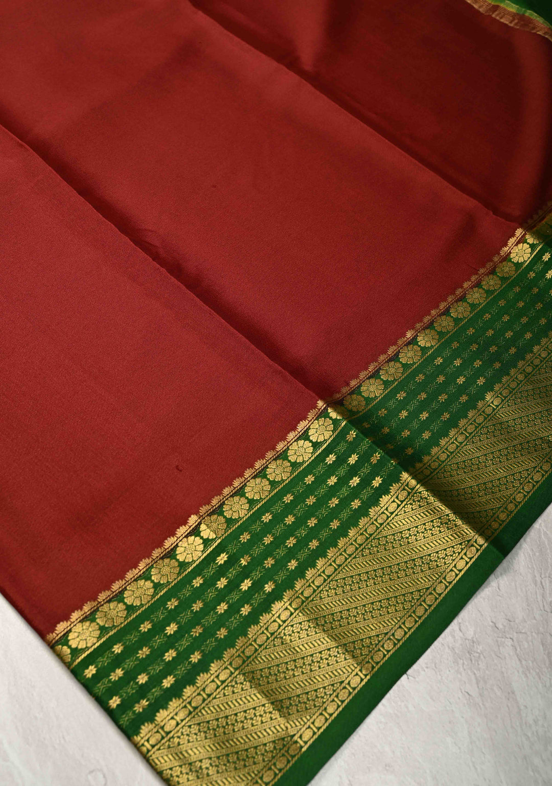 Coffee Brown  Mysore Silk Saree with Contrast Zari Borders in KSIC Grade Thickness | SILK MARK CERTIFIED