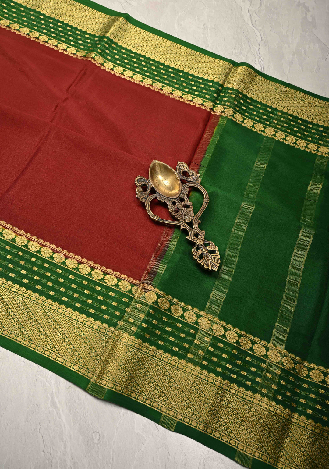 Coffee Brown  Mysore Silk Saree with Contrast Zari Borders in KSIC Grade Thickness | SILK MARK CERTIFIED