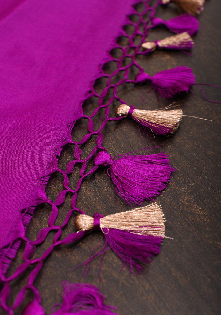 Kalash Motifs Meenakari Banarasi Pure Silk Saree in Purple | SILK MARK CERTIFIED