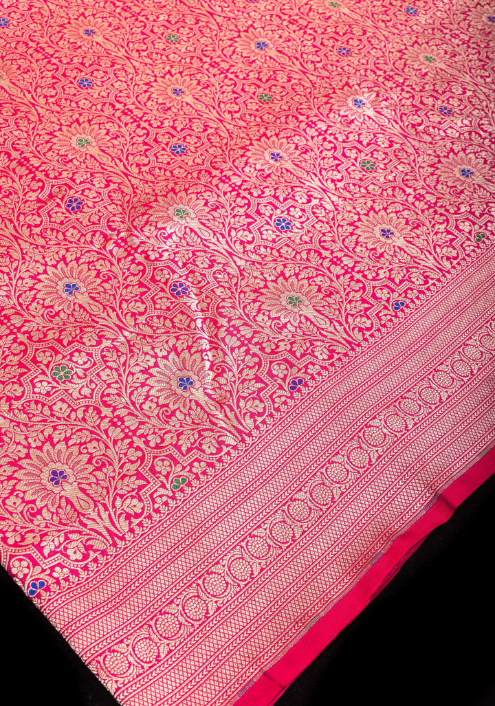 Red Exquisite and Intricate Banarasi Katan Silk Saree with Meenakari Brocade   | SILK MARK CERTIFIED