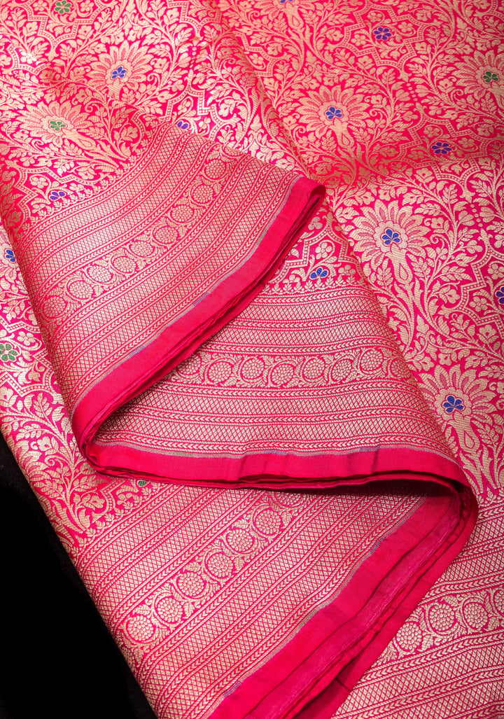Red Exquisite and Intricate Banarasi Katan Silk Saree with Meenakari Brocade   | SILK MARK CERTIFIED