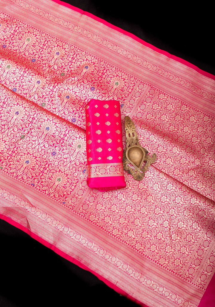 Red Exquisite and Intricate Banarasi Katan Silk Saree with Meenakari Brocade   | SILK MARK CERTIFIED