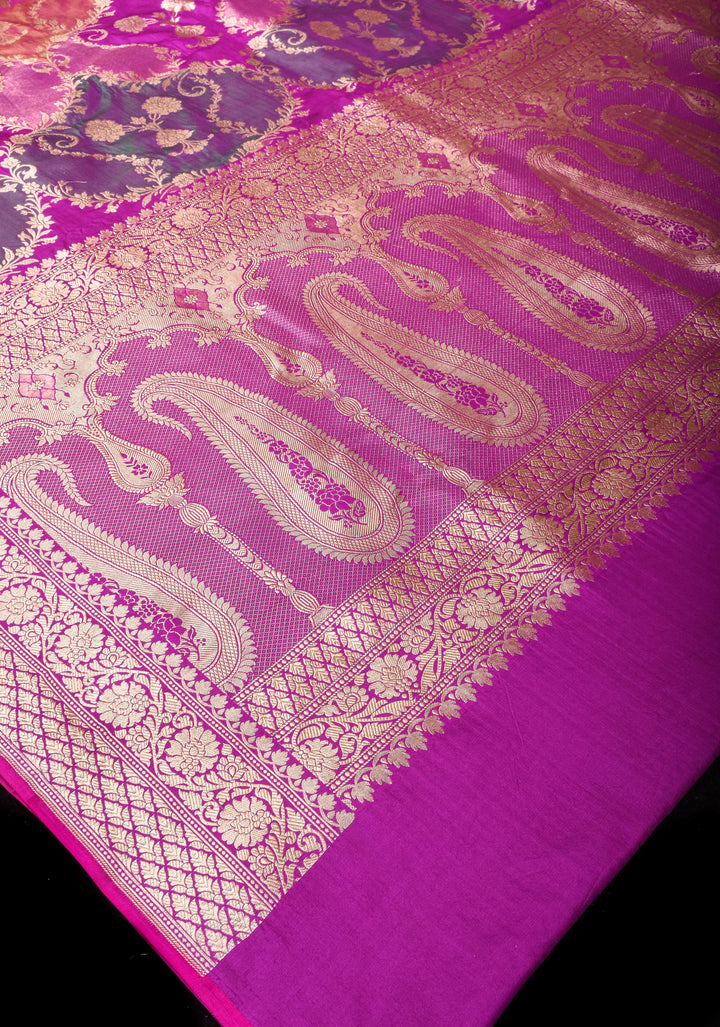 Exquisite Multicolor  Rangkaat Design Banarasi Katan Saree with Paisley Jaal Zari Detailing | SILK MARK CERTIFIED