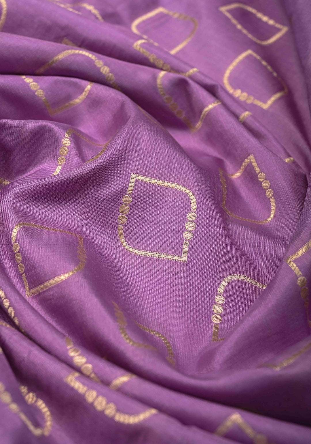 Lavender Banarasi Pure Katan Silk Saree with Geometric Buttas and Floral Zari Borders | SILK MARK CERTIFIED