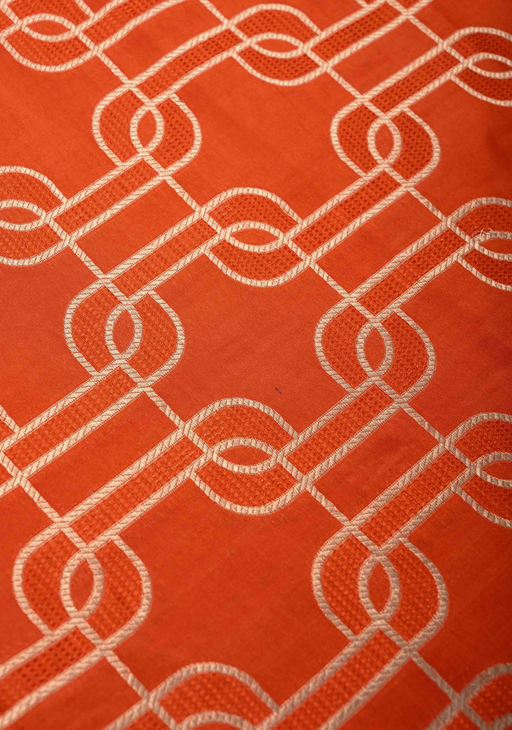 Orange Banarasi Katan Silk Saree with Trellis Brocade and Zari Borders | SILK MARK CERTIFIED