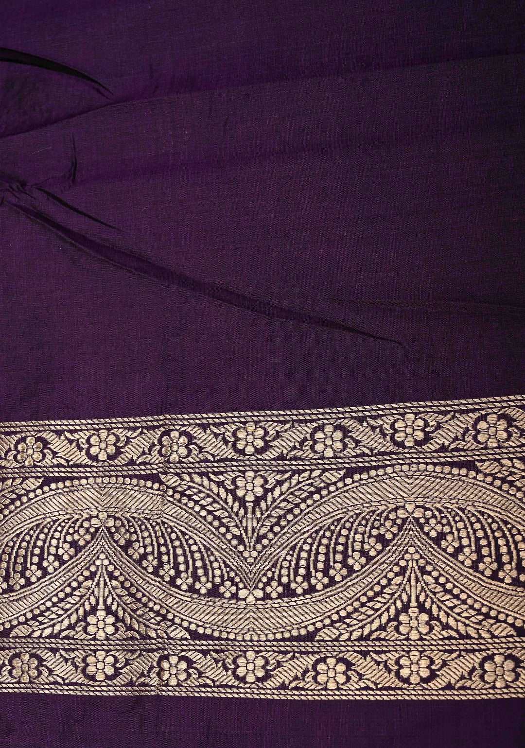Plum  Exquisite Banarasi Silk Saree with Meenakari Leheria Jaal with Scallop Zari border | SILK MARK CERTIFIED (Copy)