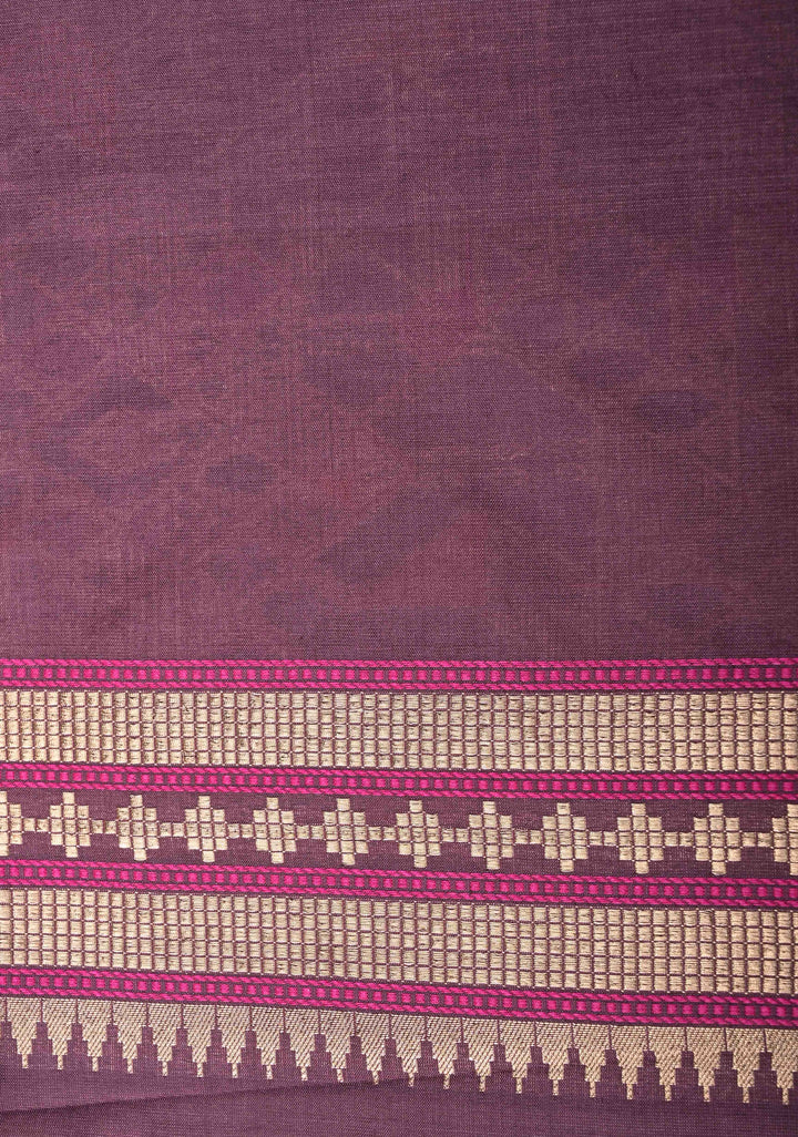 Mauve Taupe Banarasi Meenakari Geometric Brocade Katan Silk Saree with Zari Border | SILK MARK CERTIFIED