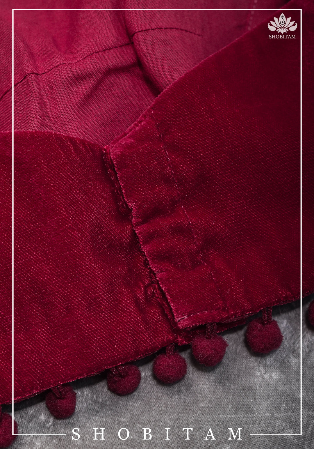 34-Premium Velvet Burgundy Saree Blouse | Shobitam Blouse