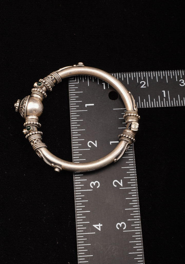 92.5 Silver  Antique Finish Handcrafted  Kada, Openable  with intricate stone studded design