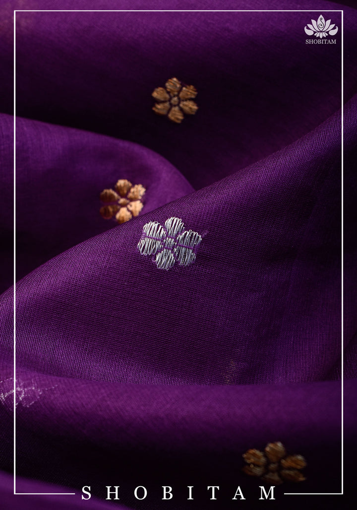 Exquisite Pure Banarasi Kora Silk Saree with Chunri Bootis, Resplendent Grand Pallu and Zar | SILK MARK CERTIFIED