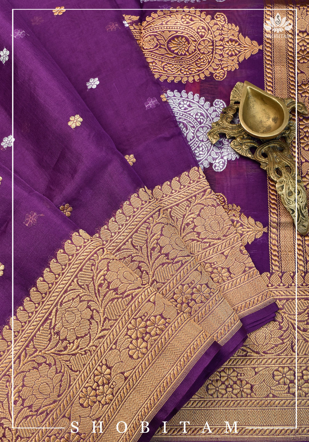 Exquisite Pure Banarasi Kora Silk Saree with Chunri Bootis, Resplendent Grand Pallu and Zar | SILK MARK CERTIFIED