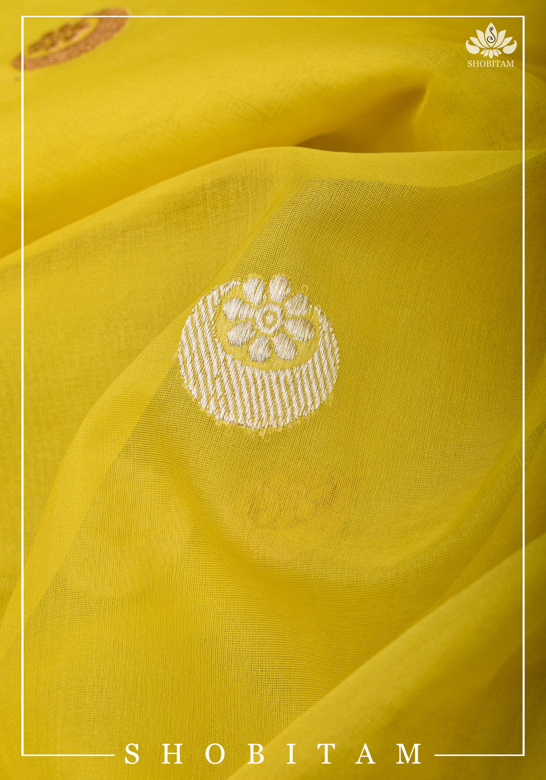 Exquisite Banarasi Kora Silk saree with Iconic Chand Tara Buta Design in Yellow with Grand Pallu and Zari | SILK MARK CERTIFIED | SHOBITAM