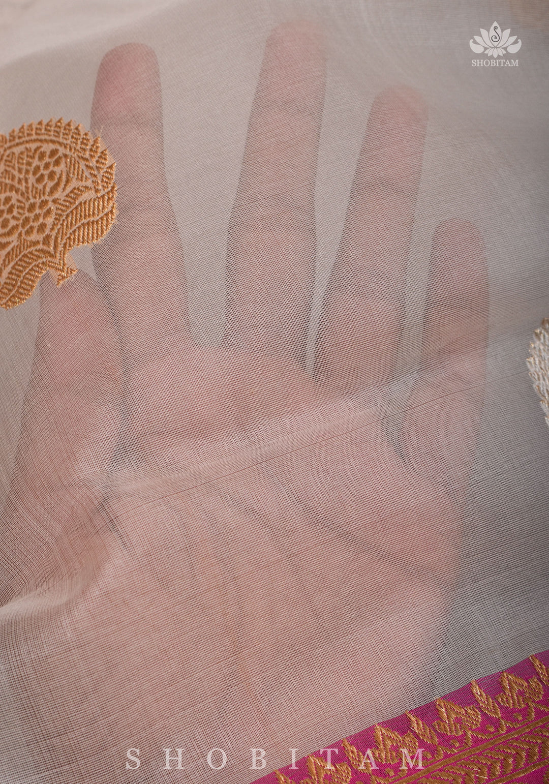 Pure Organza  Banarasi Ivory with Ganga Jamuna borders and Sona Rupa Zari | SILK MARK CERTIFIED