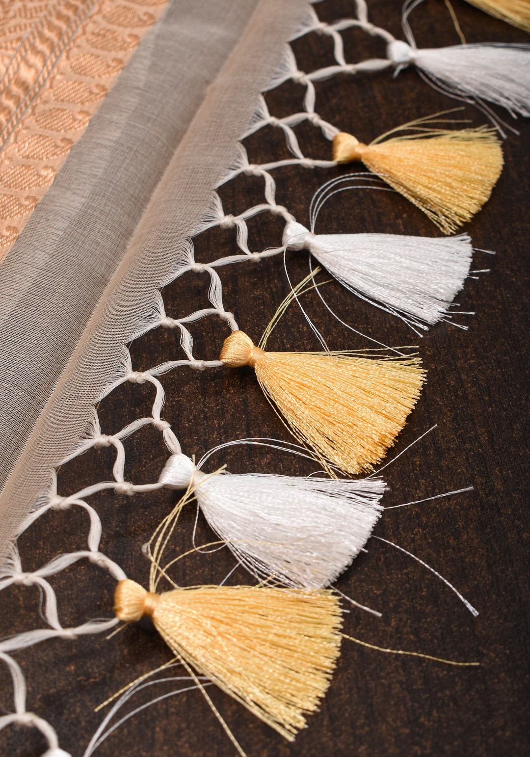 Off White Exquisite Pure Banarasi Kora Silk Saree with Sona Rupa Chunri Buttas | SILK MARK CERTIFIED | SHOBITAM