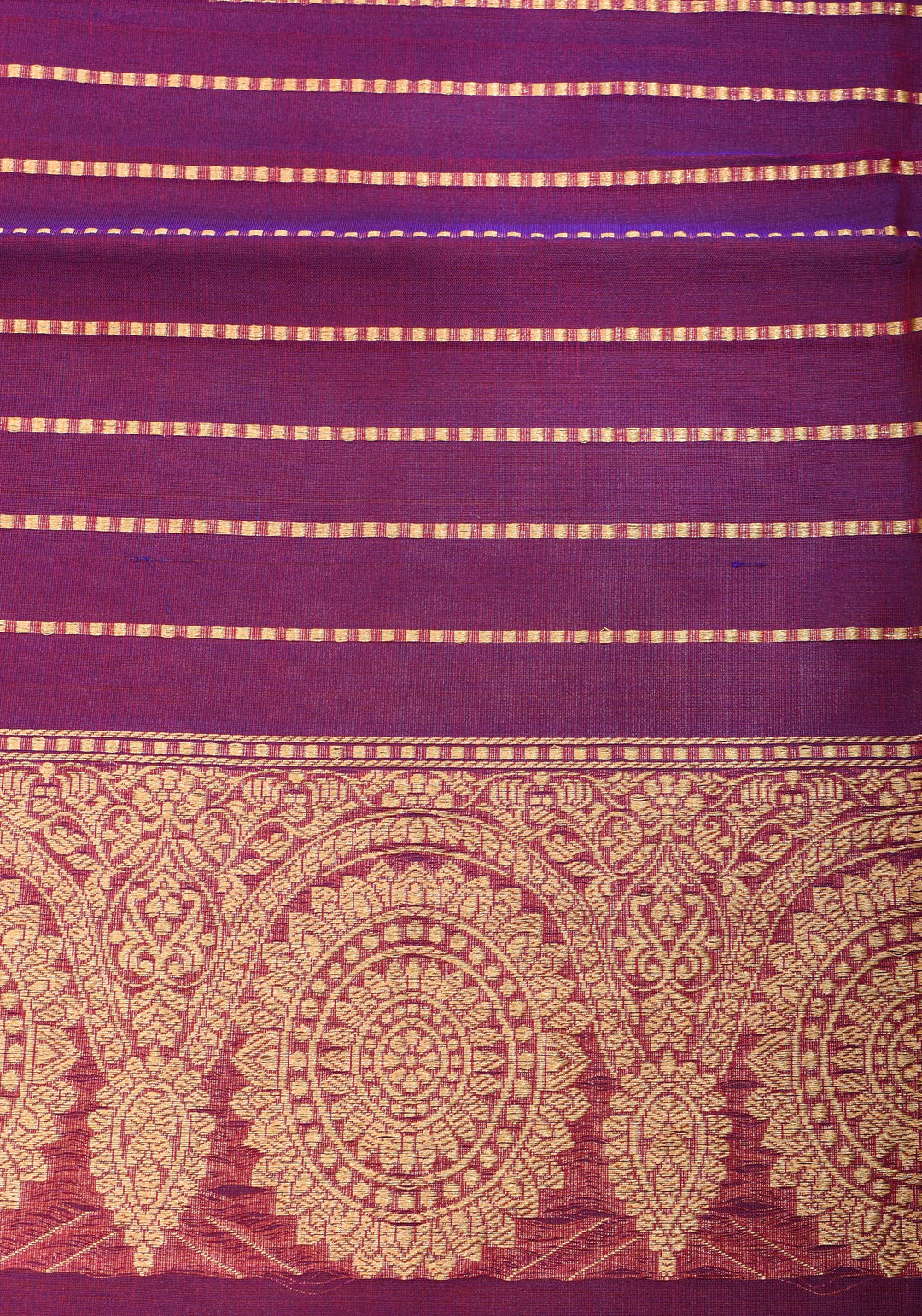 Red-Purple Dual Tone Exquisite Banarasi Kora Silk Saree with Zari Motifs with kadhuwa weave | SILK MARK CERTIFIED