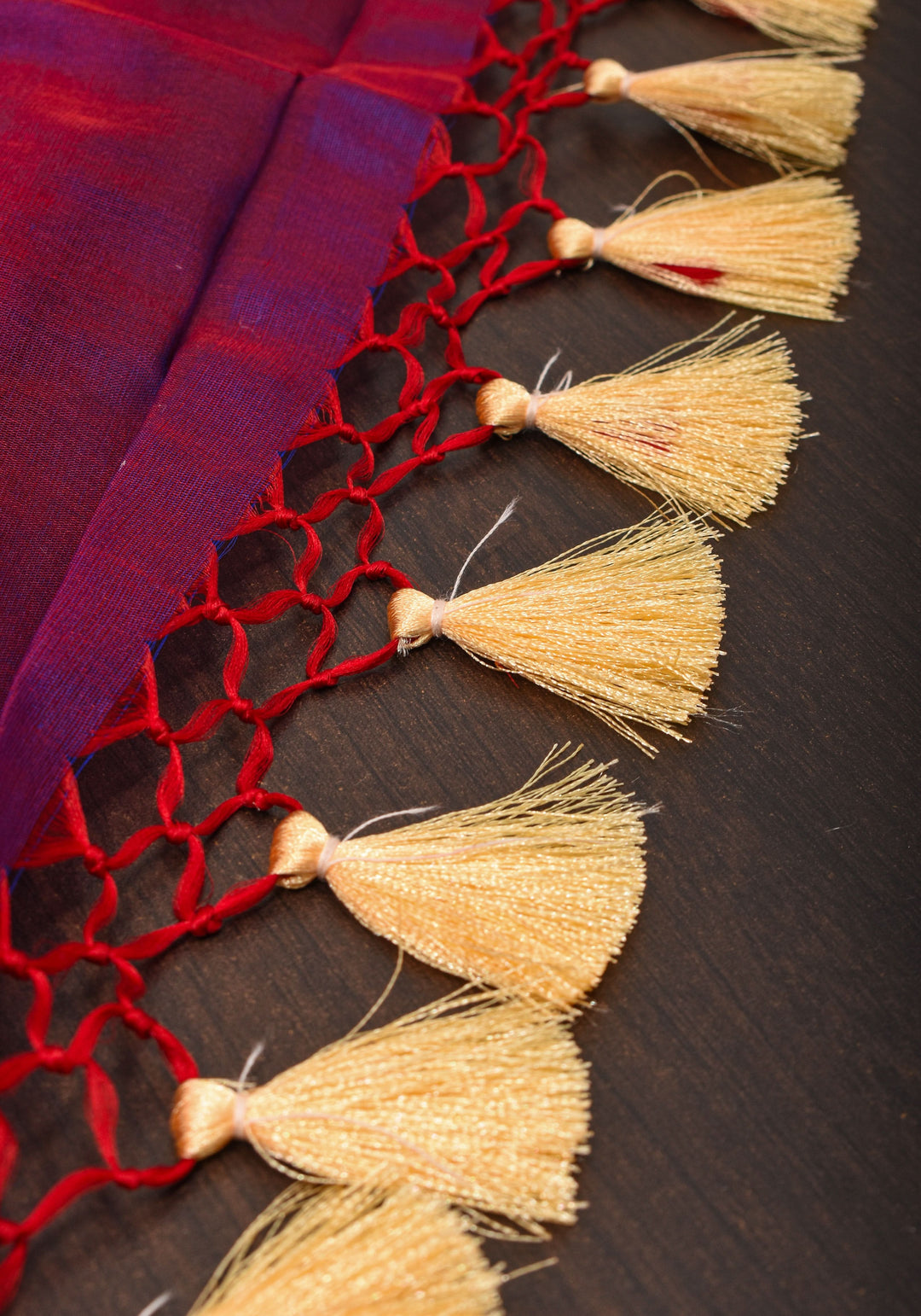 Red-Purple Dual Tone Exquisite Banarasi Kora Silk Saree with Zari Motifs with kadhuwa weave | SILK MARK CERTIFIED