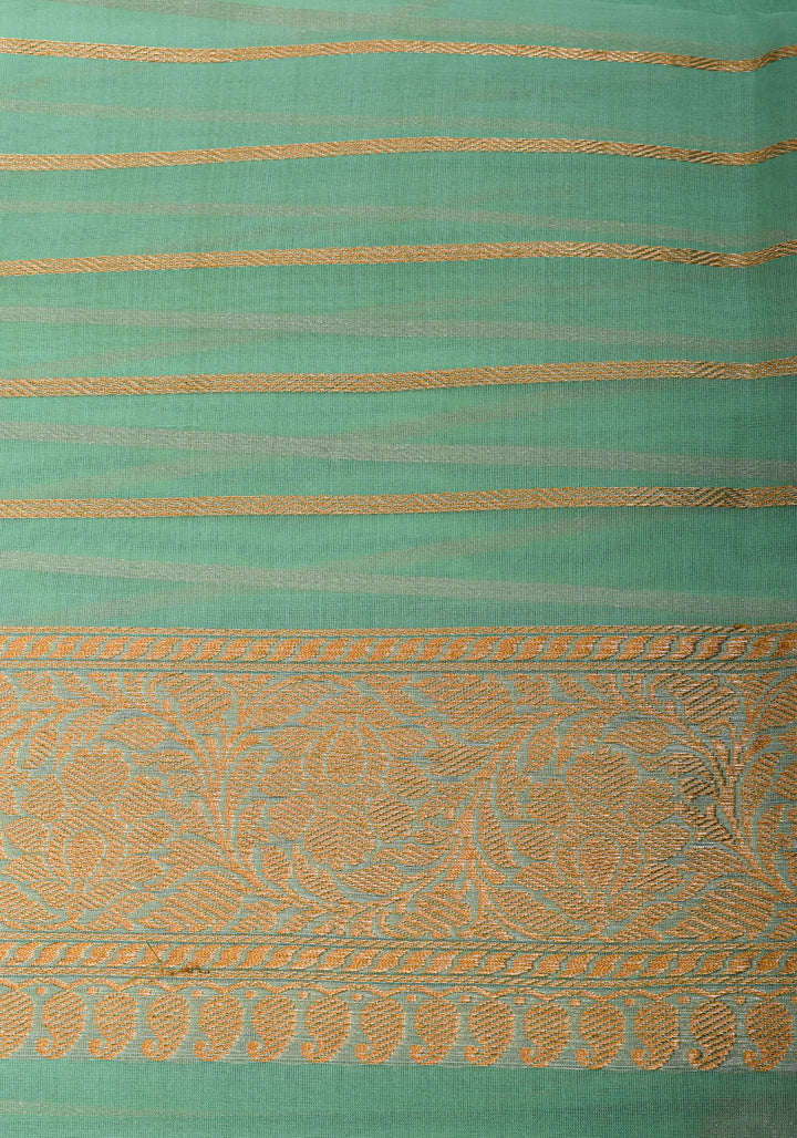 Aqua Exquisite Pure Banarasi Kora Silk Saree with Chunri d Zari | SILK MARK CERTIFIED