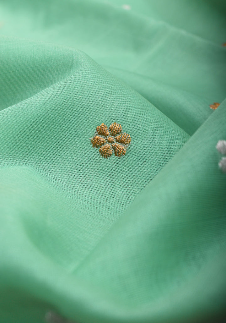 Aqua Exquisite Pure Banarasi Kora Silk Saree with Chunri d Zari | SILK MARK CERTIFIED