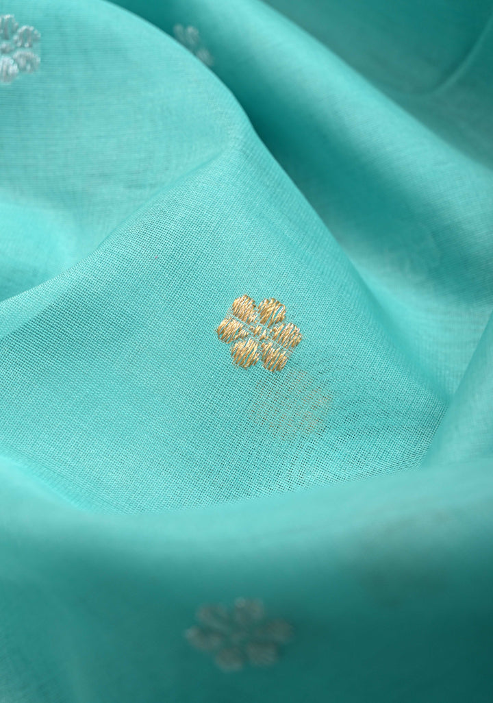 Celeste Exquisite Pure Banarasi Kora Silk Saree with Chunri Butta and Zari Border | SILK MARK CERTIFIED