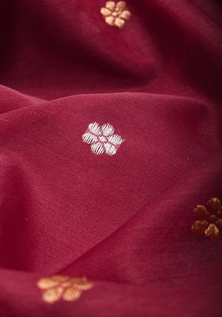 Exquisite Pure Banarasi Organza Silk Saree in Maroon with Sona Rupa Zari and chunri Buttis | SILK MARK CERTIFIED