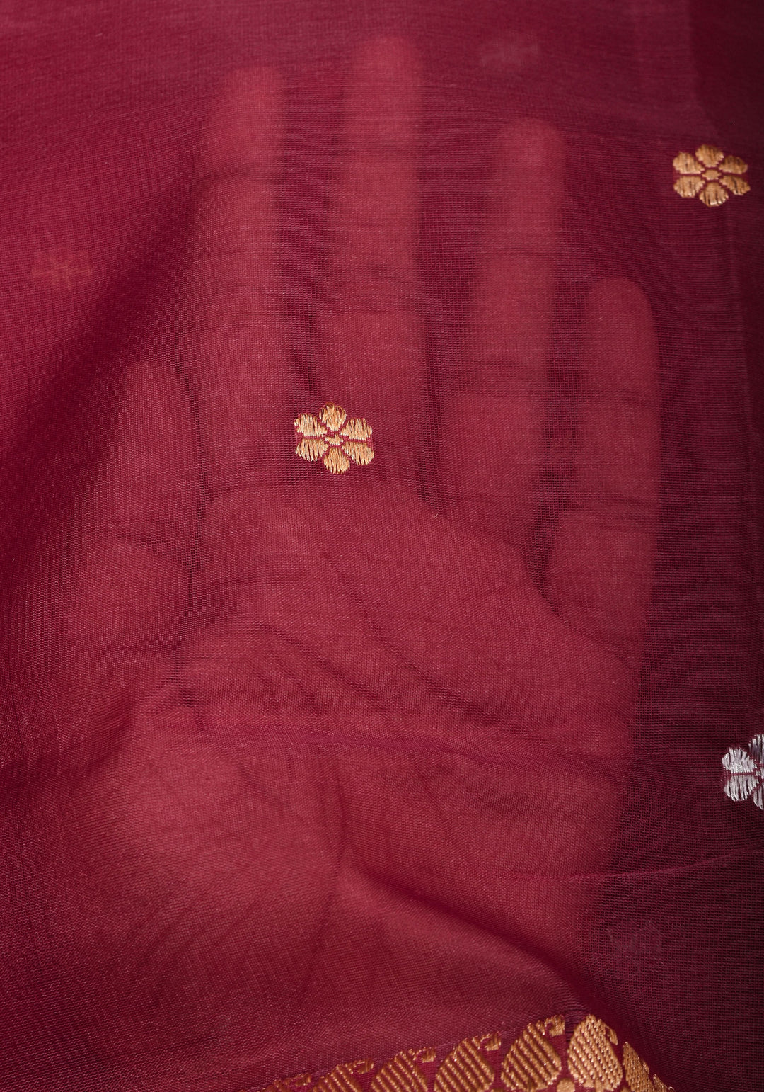 Exquisite Pure Banarasi Organza Silk Saree in Maroon with Sona Rupa Zari and chunri Buttis | SILK MARK CERTIFIED | SHOBITAM