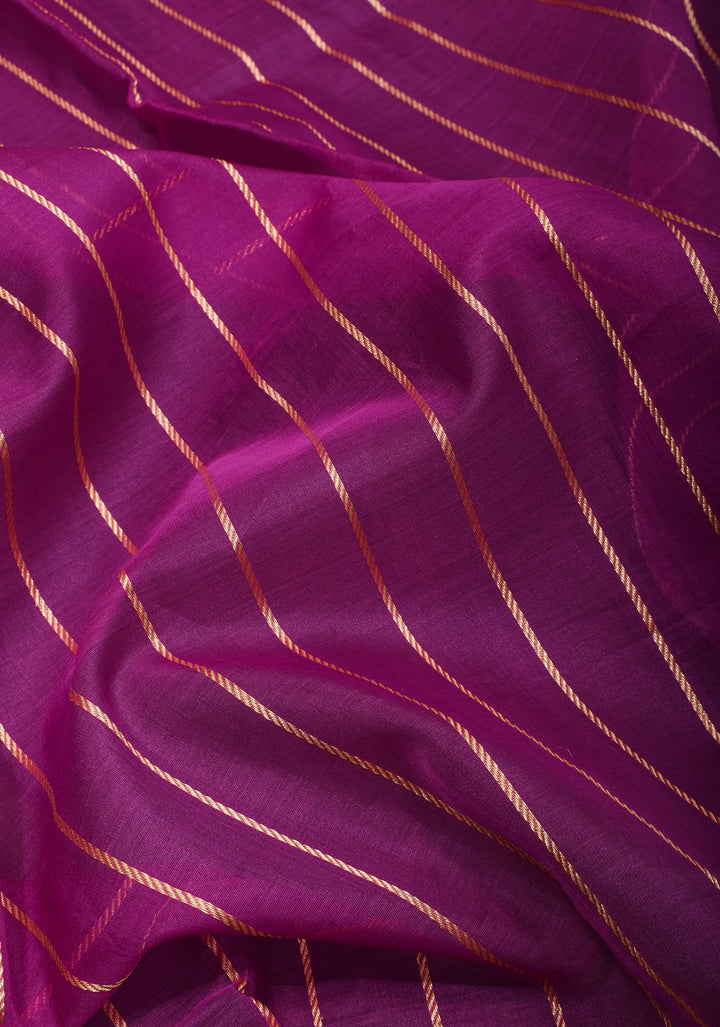 Purple and Gold  Banarasi Half Kora and Half Tissue Saree with Sona Rupa Motifs and Zari Border  | Silk Mark Certified