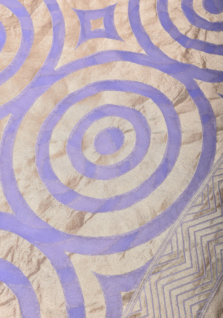 Periwinkle Georgette Saree with Contemporary Swirls Jaal Zari | SILK MARK CERTIFIED